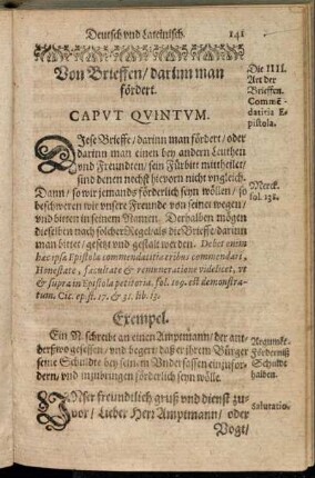 Caput Quintum. Von Brieffen/ darinn man fördert.