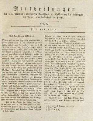 6.1822: Mittheilungen. Nro. 6. Februar 1822.