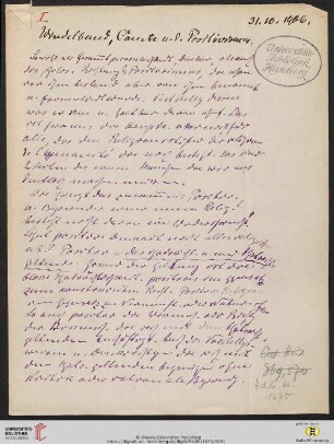 Vorlesung I (31.10.1906)