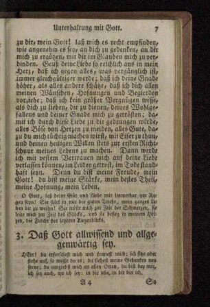3. Daß Gott allwissend und allgegenwärtig sey.
