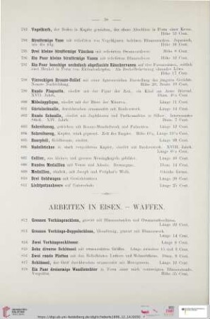 Arbeiten in Eisen.- Waffen (Nr. 812 - 833)