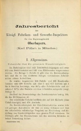 Die Jahresberichte der Königlich-Bayerischen Fabriken- und Gewerbe-Inspektoren, dann der Königlich-Bayerischen Bergbehörden. 1893