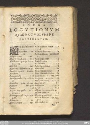Index Locutionum Quae Hoc Volumine Continentur.