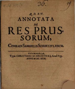 Annotata ad res Prussorum