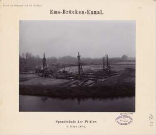 Dortmund-Ems-Kanal. Kanalbrücke Ems, Greven: Spundwände der Pfeiler