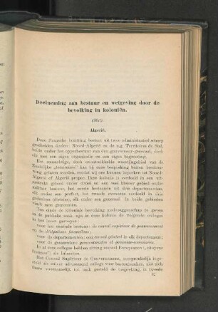 Deelneming aan bestuur en wetgeving door de bevolking in Koloniën, door D. G. Stibbe (Slot).