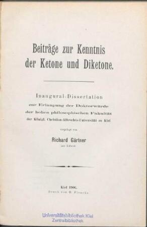 Beiträge zur Kenntnis der Ketone und Diketone