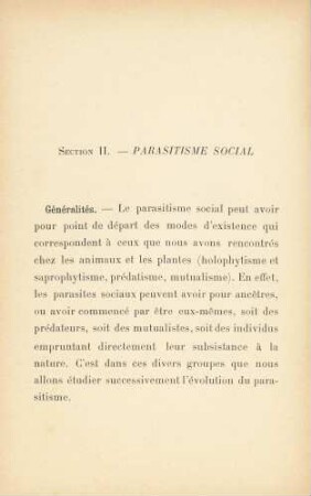 Section II. - Parasitisme Social