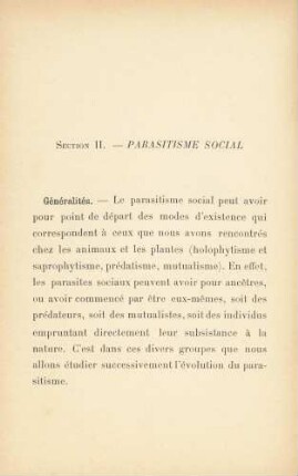 Section II. - Parasitisme Social