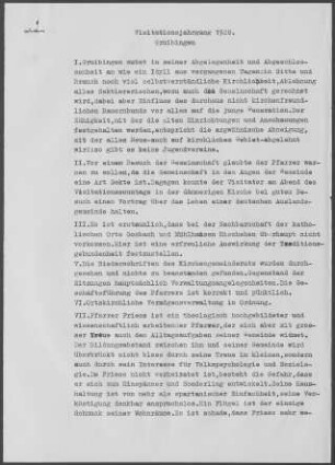 Gruibingen: Visitationsbericht mit Pfarrbericht 1928