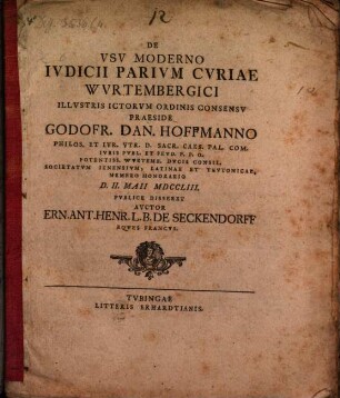 De Vsv Moderno Ivdicii Parivm Cvriae Wvrtembergici