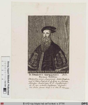 Bildnis Hubertus Giphanius (eig. Hubert van Giffen)