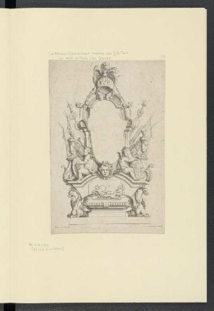 Kartusche mit Maske und Nymphe