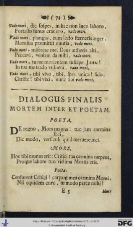 Dialogus Finalis Mortem Inter Et Poetam.