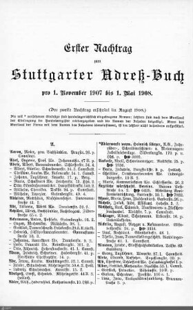Nachtrag zum Stuttgarter Adreßbuch, 01.11.1907-01.05.1908