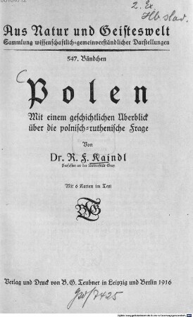 Polen : mit einem geschichtlichen Überblick über die polnisch-ruthenische Frage