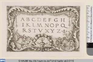 Alphabet in lateinischen Majuskeln in einer Cartusche