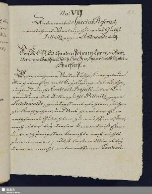 No. VII. Anderweites SpecialRescript