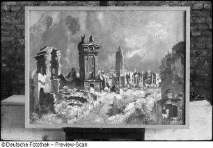Das zerstörte Dresden : Das zerstörte Dresden. Öl, Leinwand; 110 x 150, 5 cm. 1957