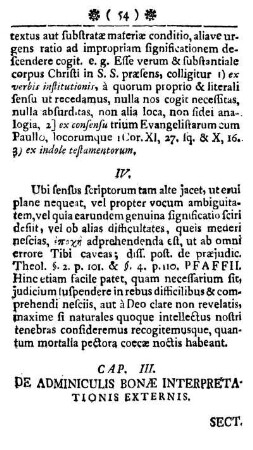Cap. III. De adminiculis bonæ interpretationis externis.