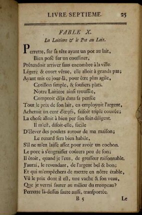 Fable X. La Laitiere & le Pot au Lait. - Fable XVIII. Un Animal dans la Lune.