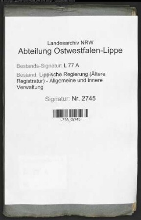 Darlehn der Militärkasse an Abraham Herzhorn zu Detmold sp. an den Kellerwirt Strothmann zu Detmold