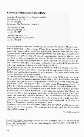 Keramik der Manufaktur Richard Mutz
