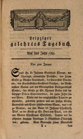 Leipziger gelehrtes Tagebuch : auf das Jahr .... 1785