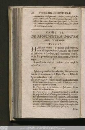 Caput VI. De Providentiae Divinae causis & adiunctis.