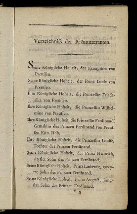 Verzeichniss der Pränumeranten.