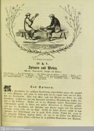 IV & V. Spinnen und Weben
