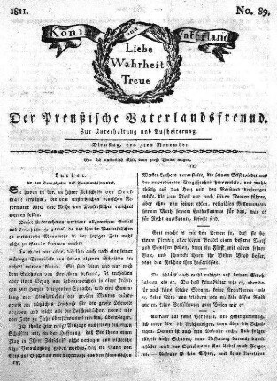 No. 89., vom 5ten November