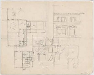 Thiersch, August ; München - Nymphenburg, Zuccalistr. 11 - 13; Doppelhaus Parseval - Wolff - Grundrisse, Teilansicht
