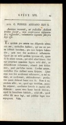 XVI. C. Plinius Anniano Suo S.
