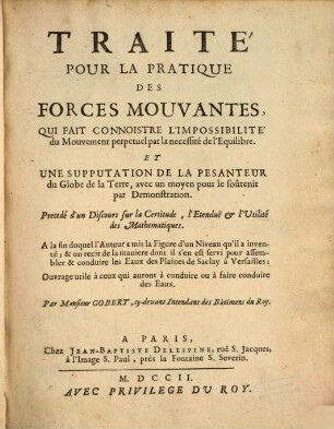 Traité pour la pratique des forces mouvantes ...
