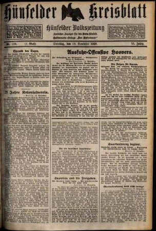Erste Ausgabe vom Dienstag, den 19. November 1929.