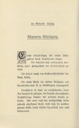 34. Abschnitt: Schluß. Allgemeine Würdigung