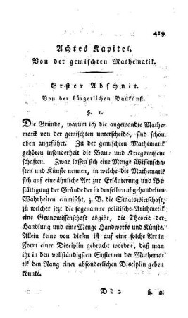 Erster Abschnitt. Von der bürgerlichen Baukunst