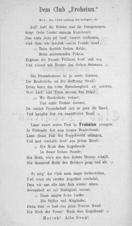 Dem Club "Frohsinn."