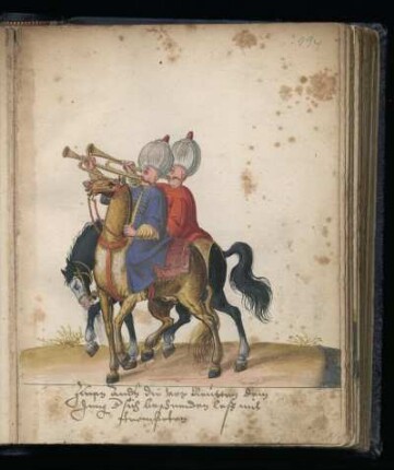 Bescheidungszeremonienzug: berittene Trompeter