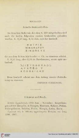 Litteratur und Funde