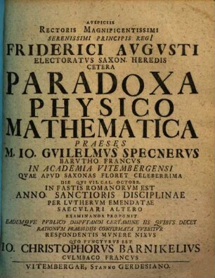 Paradoxa physico-mathematica