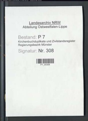 Zivilstandsregister von Dorsten (T 1812). (Gemeinde: Dorsten, Kreis Recklinghausen)