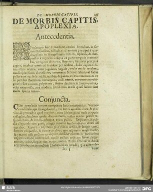 De Morbis Capitis Apoplexia
