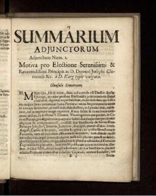 Adjunctum Num. 1.