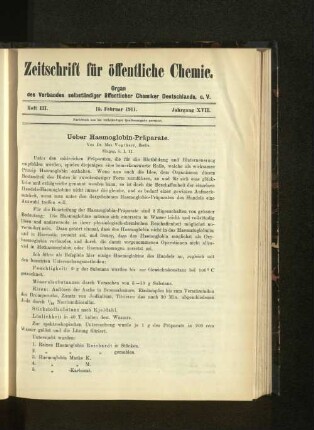 Heft III. 15. Februar 1911. Jahrgang XVII.