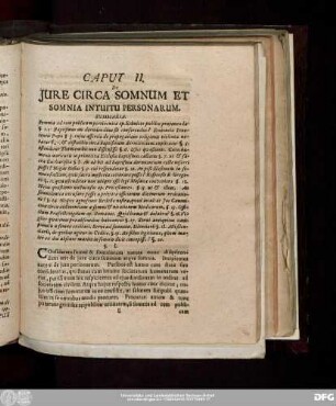 Caput II. De Iure Circa Somnum Et Somnia Intuitu Personarum.