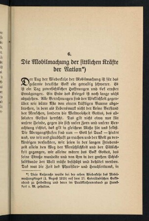 61-76, 6. Die Mobilmachung der sittlichen Kräfte der Nation