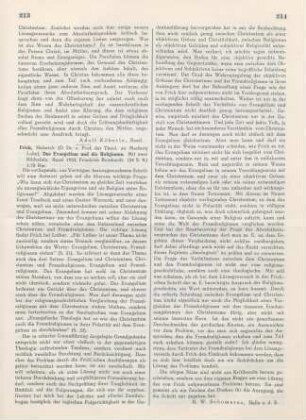 213-214 [Rezension] Frick, Heinrich, Das Evangelium und die Religionen