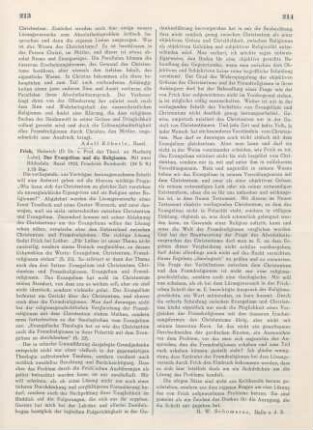 213-214 [Rezension] Frick, Heinrich, Das Evangelium und die Religionen